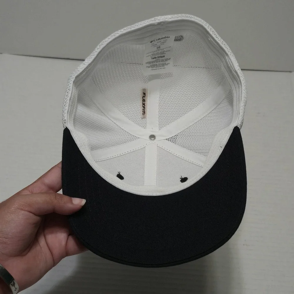 Columbia PFG Youth Flex Fit Mesh Hat Cap Black White One Size Stretch New